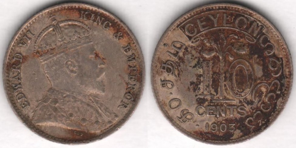 Эдуард VII в короне вправо, на обороте  - надпись: 10 cents